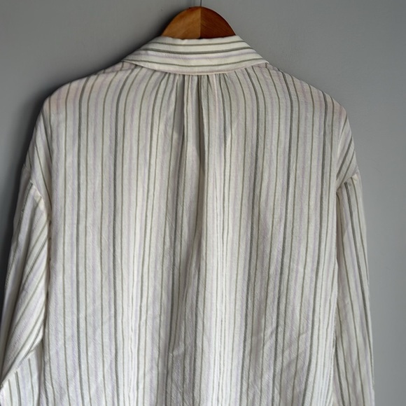 A.L.C. Carissa Striped Snap-Front Top in ivory - Picture 12 of 14